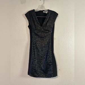 Veronica Beard Sequin V-neck Little‎ Black Mini Cocktail Dress Sz 2 Formal Glam